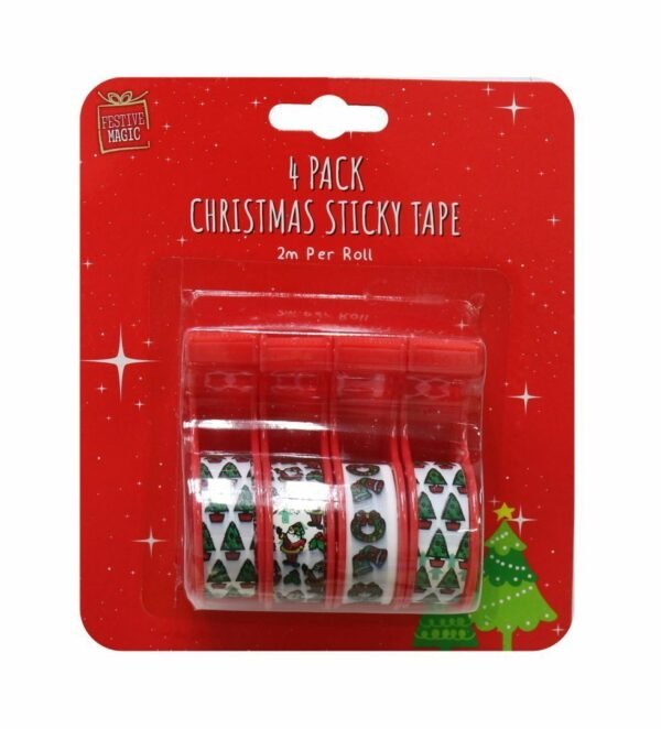 Festive Tape with Dispenser 4pck